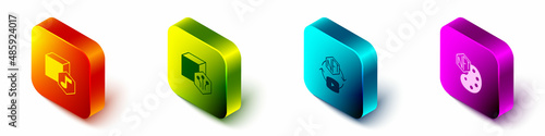 Set Isometric NFT Digital crypto art, and icon. Vector