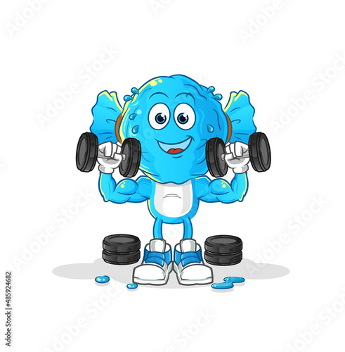candy head cartoon weight training illustration. character vector