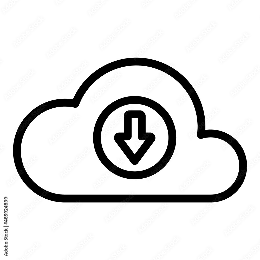 Cloud Data Download Flat Icon Isolated On White Background Cloud Data Download Flat Icon Isolated On White Background