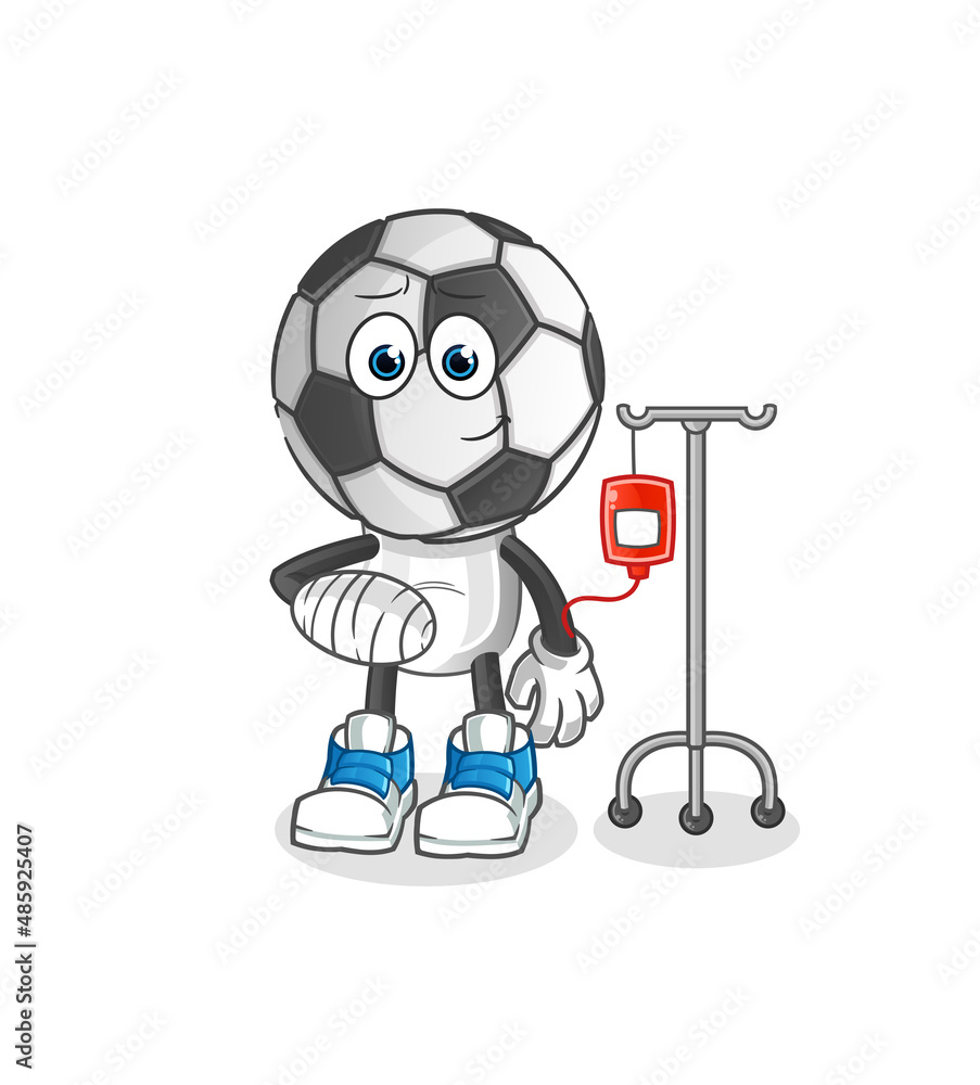 football head cartoon sick in IV illustration. character vector football head cartoon sick in IV illustration. character vector