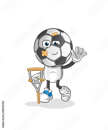 football head cartoon sick with limping stick. cartoon vector