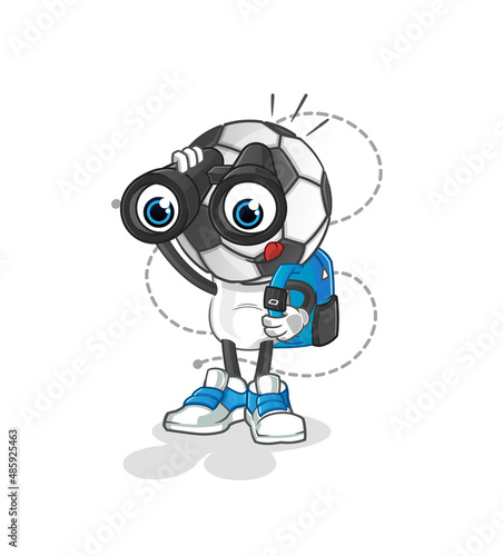 football head cartoon with binoculars character. cartoon vector