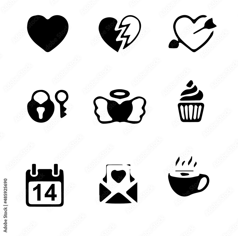 set of icons for valentine. icons set Heart-shaped, heart-to-heart vector illustration set of icons for valentine. icons set Heart-shaped, heart-to-heart vector illustration