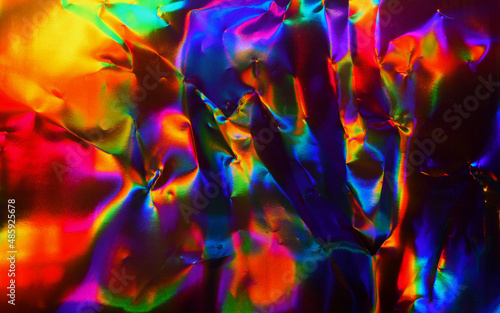 Crumpled Reflective Colorful Paper Texture