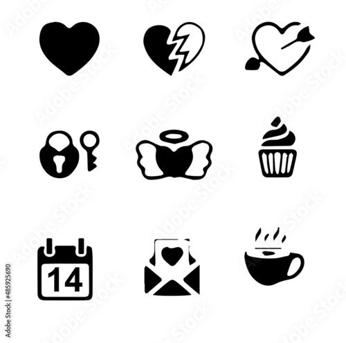 set of icons for valentine. icons set Heart-shaped, heart-to-heart vector illustration 