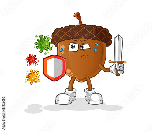 acorn head cartoon against viruses. cartoon mascot vector