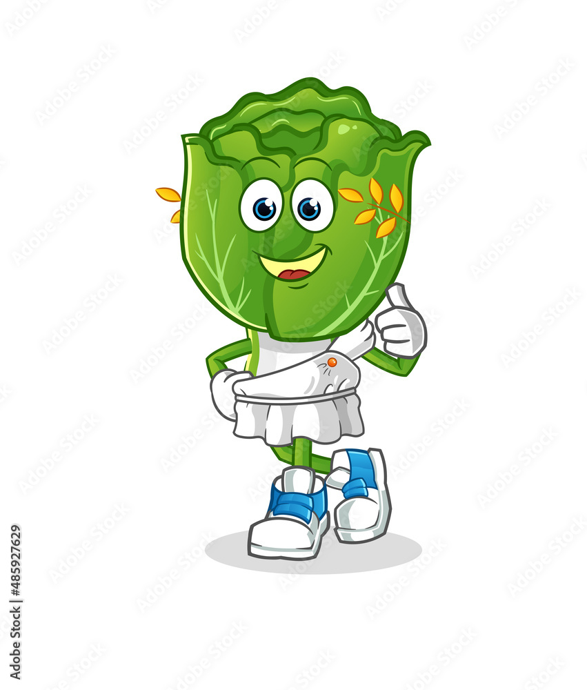 cabbage head cartoon with greek clothing. cartoon mascot vector