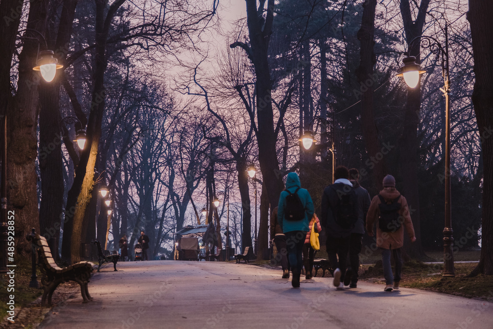Obraz premium Evening landscape in park Kalemegdan in Belgrade, Serbia.