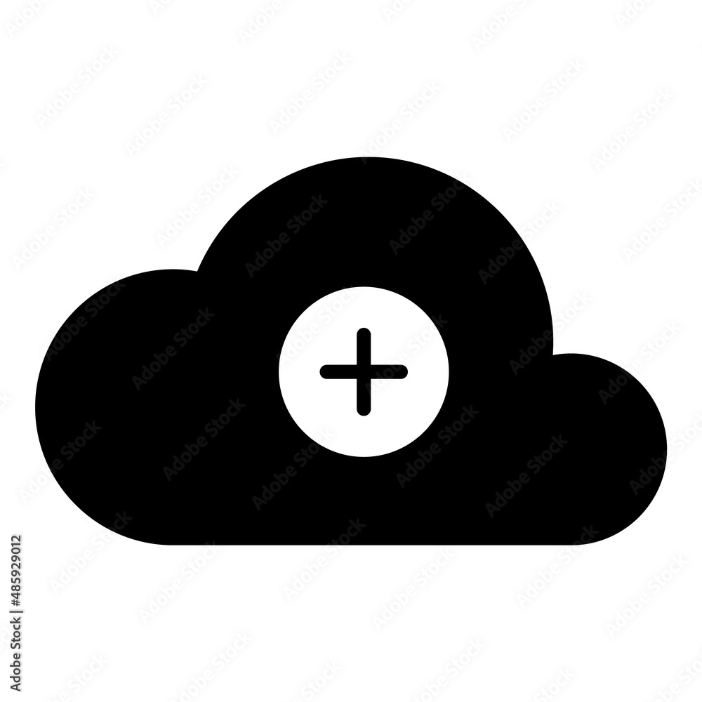 Cloud Data Add Flat Icon Isolated On White Background Cloud Data Add Flat Icon Isolated On White Background