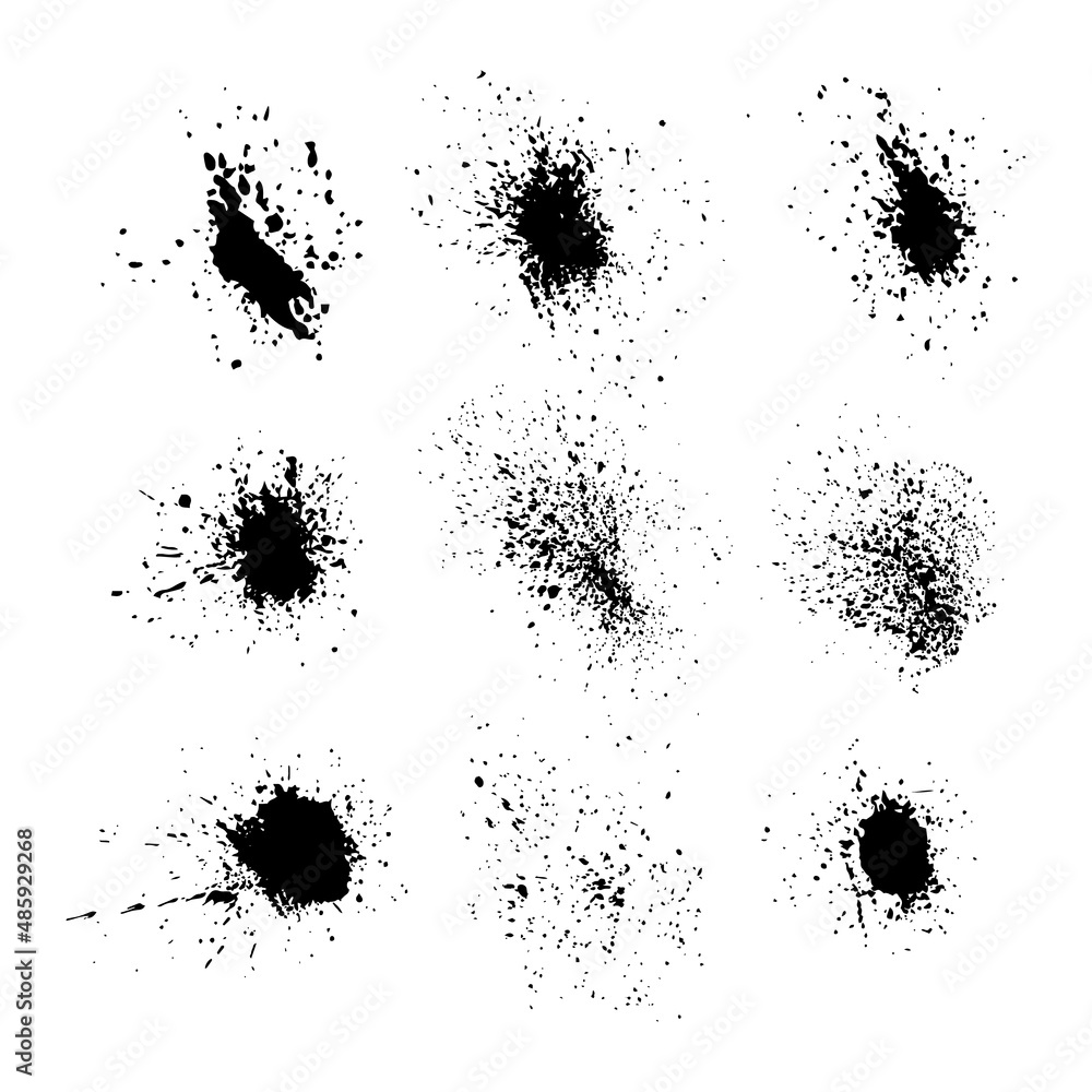Spray graffiti blob paints, Spray Paint Vector Elements isolated on White Background, Drips Black ink splatters Spray graffiti blob paints, Spray Paint Vector Elements isolated on White Background, Drips Black ink splatters