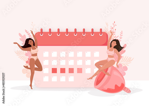 Menstruation period. Female period protection. Vector illustration
