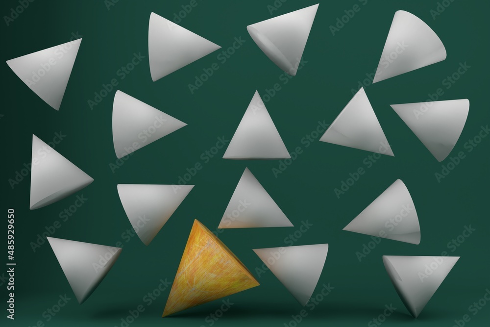 White cones on green background, 3d rendered illustration White cones on green background, 3d rendered illustration