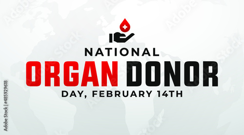 national organ donor day 14th february modern crreative minimalist banner, sign, design concept, social media post, template with red text and organ donation icon on an abstract background.