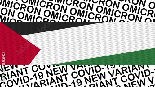 Palestine Flag and New Covid-19 Variant Omicron Title – 3D Illustration photo