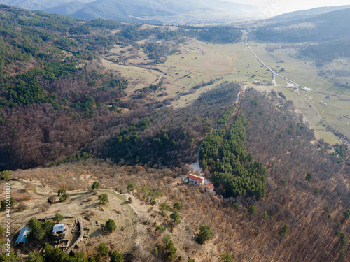 Aerial view of Ruins of Ancient Tsepina fortress, Bulgaria photo