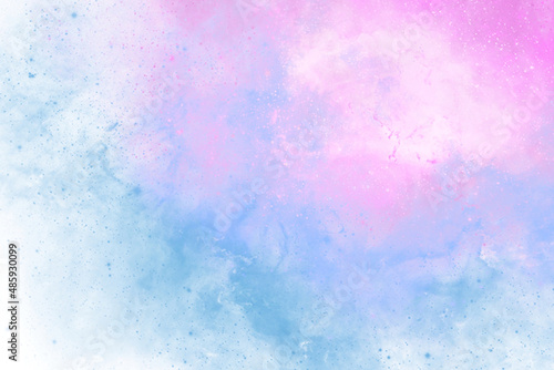 Cosmic abstract pink-blue on white background imitating coloured dust, splashes of paint