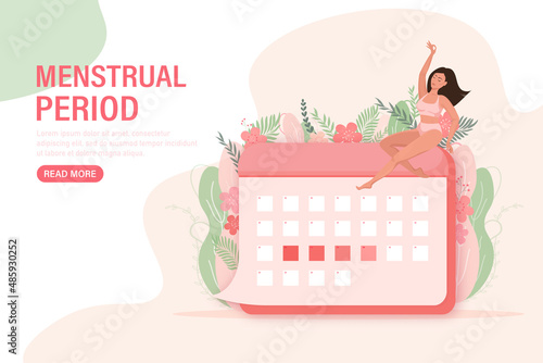 Menstruation period. Calendar concept. Female period protection. Vector illustration