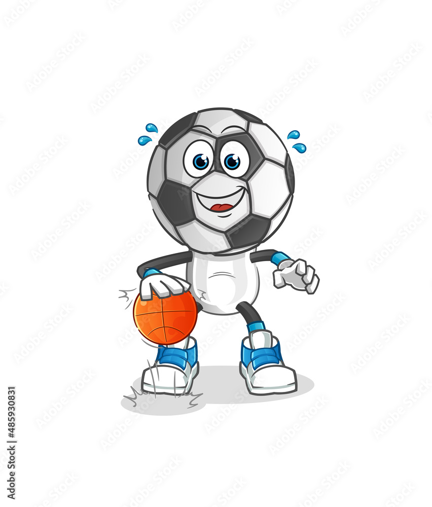 football head cartoon dribble basketball character. cartoon vector