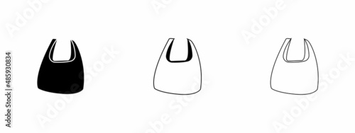 Plastic bag doodle icon, vector illustration polyethylene package.