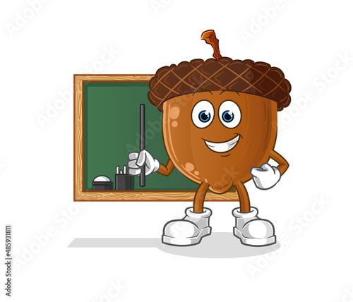 acorn head cartoon teacher vector. cartoon character