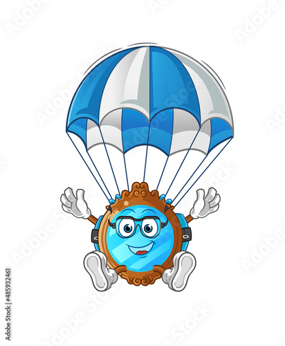Fototapeta Naklejka Na Ścianę i Meble -  mirror skydiving character. cartoon mascot vector