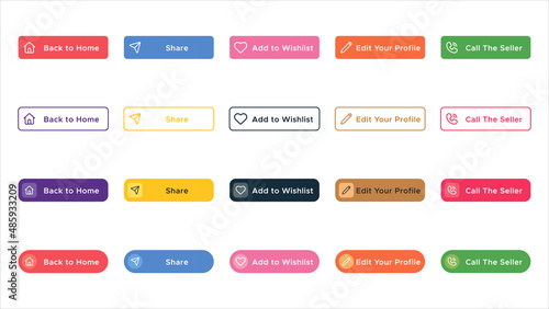 The Vector Collection of Web Buttons for Any Purpose. Good for UI Design. photo