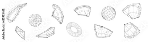 Mesh wave element. 3d design background. web icon decor spline cylinder.Vector technology futuristic grid. Spiral geometric polygon wire-frame model.Innovation concept.