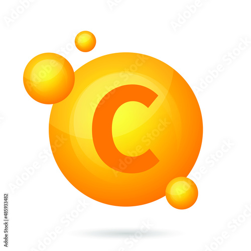 Vitamin C icon. Pill capsule vector illustration on white isolated background. Drug business concept.