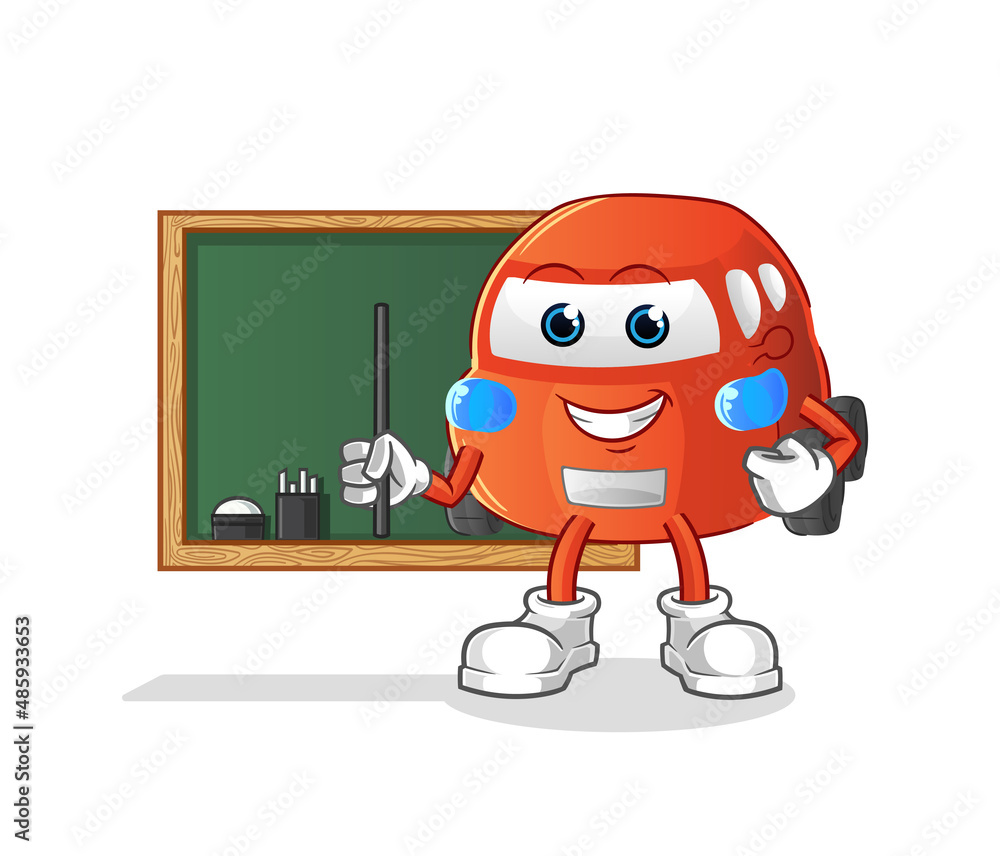 Obraz premium car teacher vector. cartoon character