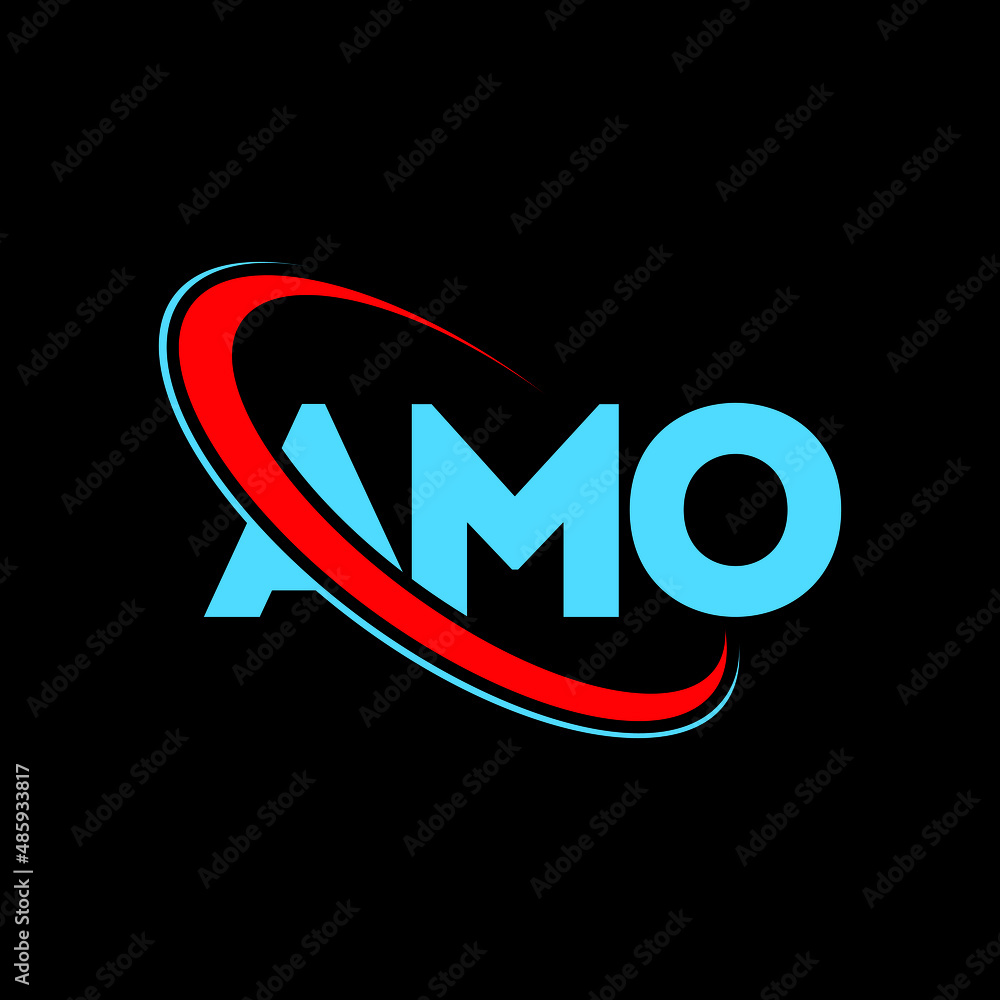 AMO logo. AMO letter. AMO letter logo design. Initials AMO logo linked