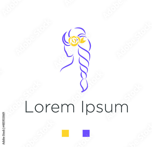 illustration in the form of a logo with a portrait of a beautiful girl.