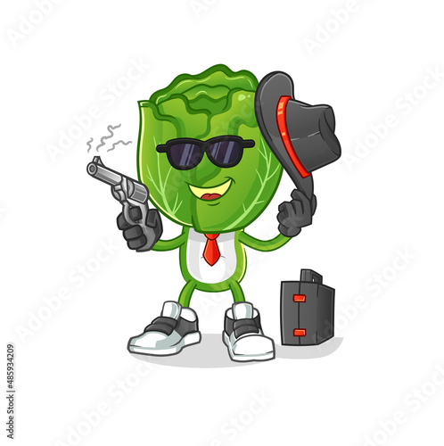 cabbage head cartoon mafia with gun character. cartoon vector