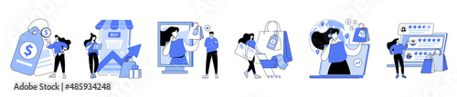Shopping illustrations set
