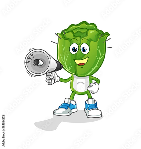 cabbage head cartoon holding hand loudspeakers vector. cartoon character