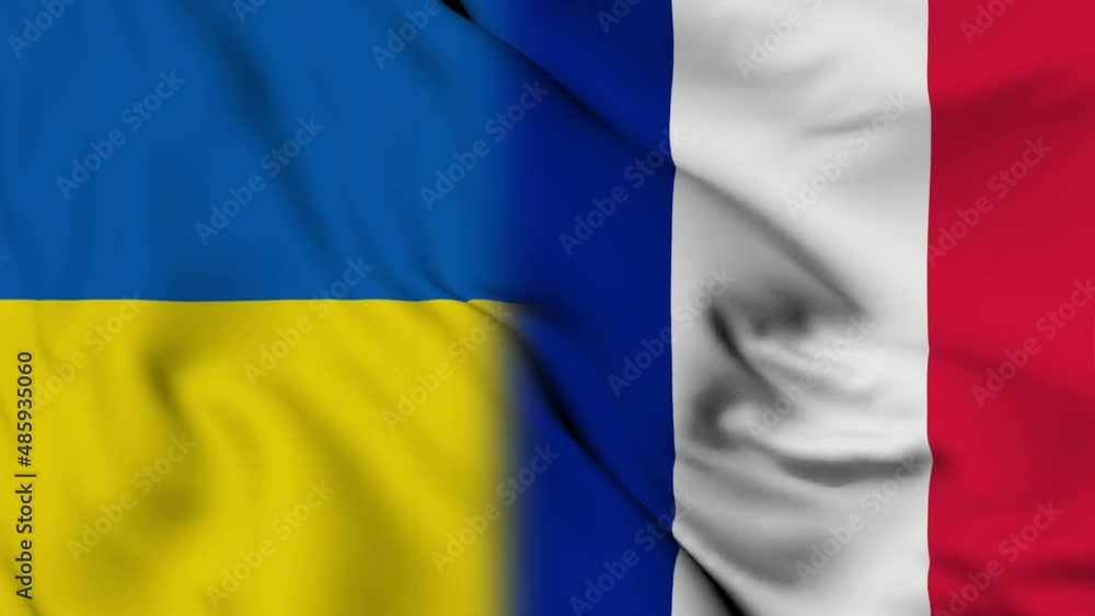 4K Ultra Hd 3840x2160. A beautiful view of France and Ukraine flag video. 3D flag waving seamless loop video animation. 4K Ultra Hd 3840x2160. A beautiful view of France and Ukraine flag video. 3D flag waving seamless loop video animation.