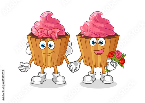 cupcake wedding cartoon. cartoon mascot vector