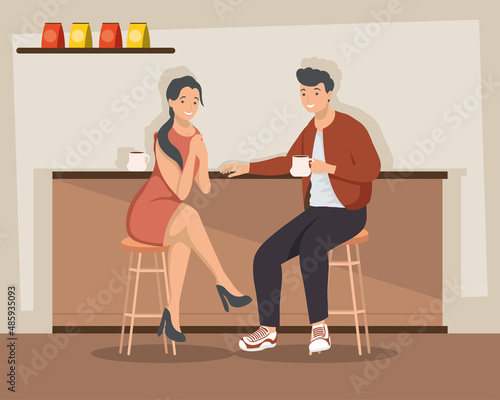 young couple in coffee shop