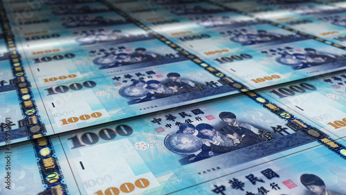 Taiwan Dollar note money printing concept 3d illustration photo