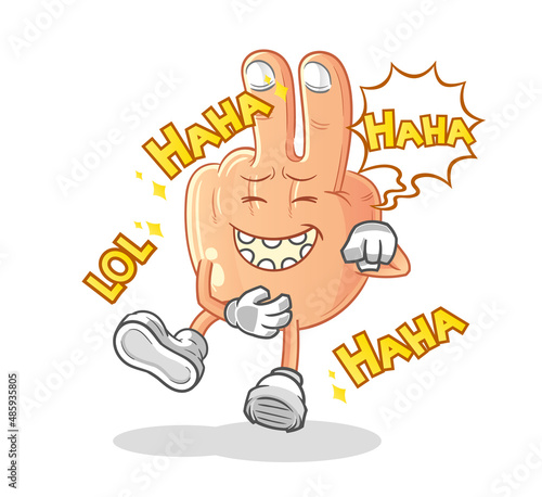 peace finger head cartoon Laugh Out Loud character. cartoon vector