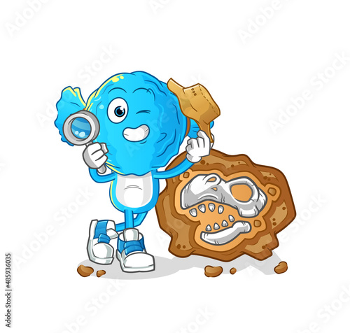 candy head cartoon archaeologists with fossils mascot. cartoon vector