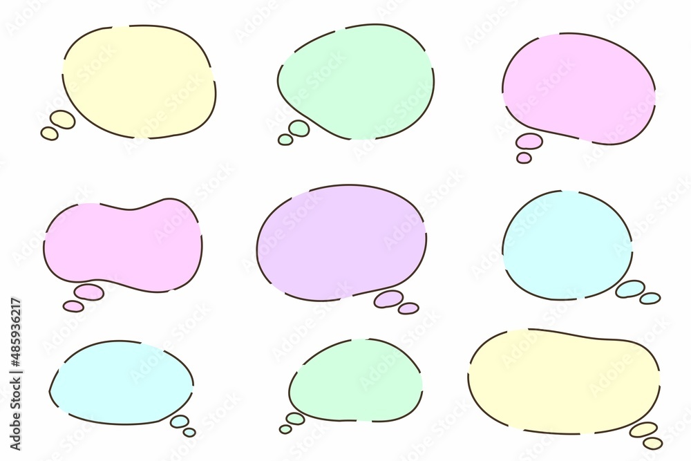 Simple colorful hand-painted speech bubble set Simple colorful hand-painted speech bubble set