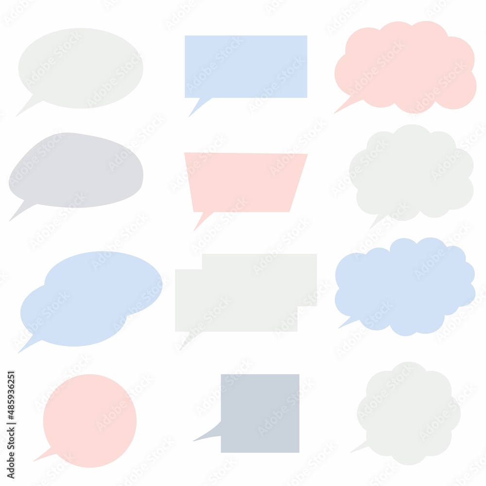 Simple colorful hand-painted speech bubble set Simple colorful hand-painted speech bubble set