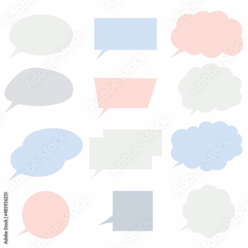 Simple colorful hand-painted speech bubble set