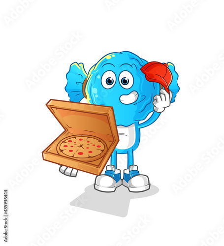 candy head cartoon pizza delivery boy vector. cartoon character