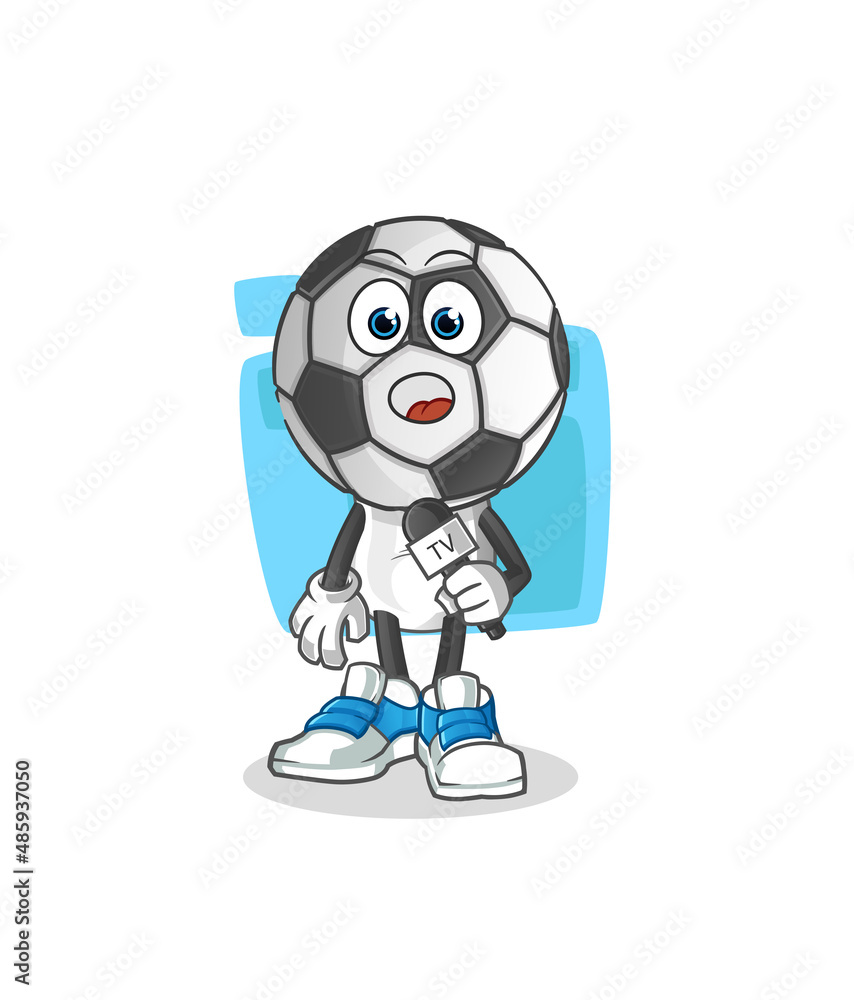 football head cartoon tv reporter. cartoon mascot vector