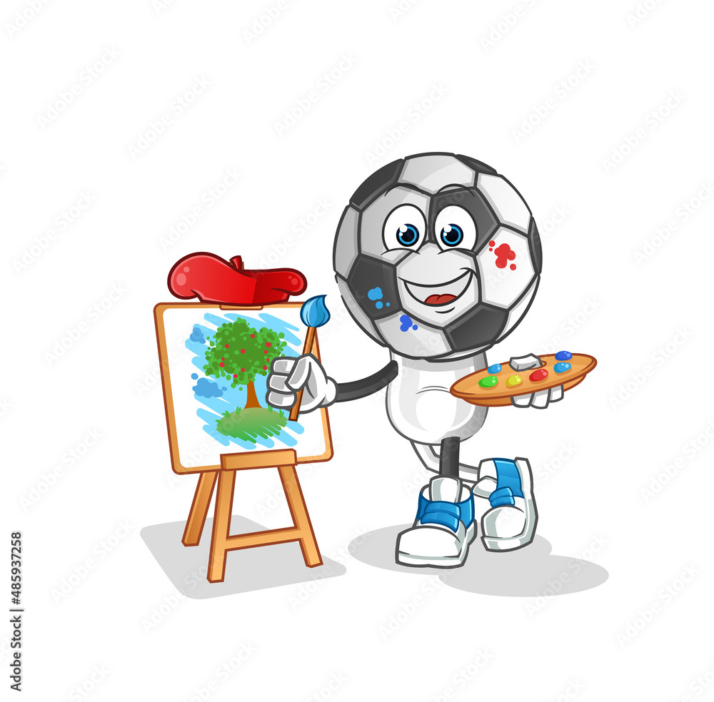 football head cartoon artist mascot. cartoon vector football head cartoon artist mascot. cartoon vector
