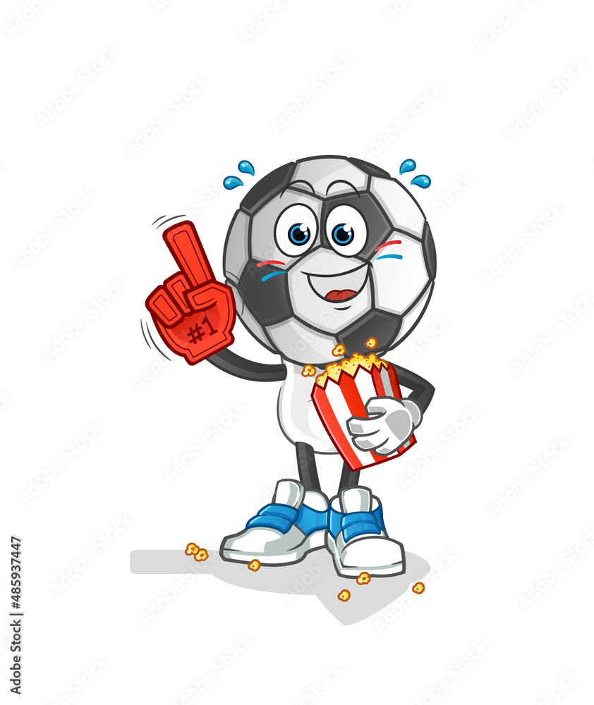 football head cartoon fan with popcorn illustration. character vector