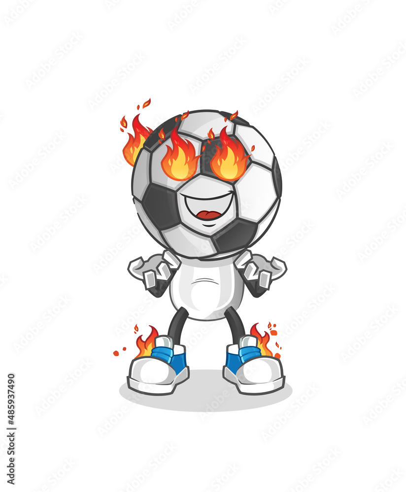 football head cartoon on fire mascot. cartoon vector