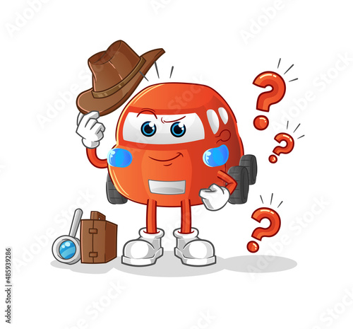car detective vector. cartoon character