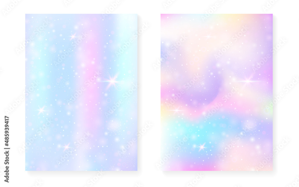 Princess background with kawaii rainbow gradient. Magic unicorn hologram. Princess background with kawaii rainbow gradient. Magic unicorn hologram.